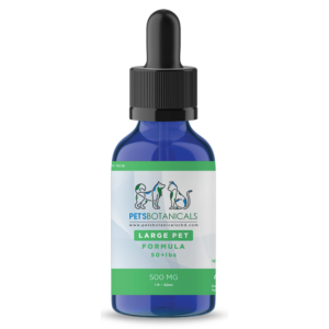 Pet's Botanicals 500mg CBD Tincture for large pets over 50 pounds, promoting relaxation and wellness.